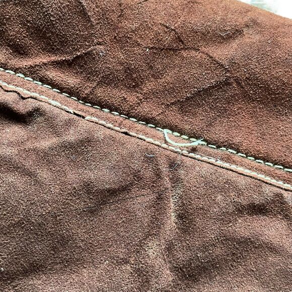 Western Vest Jacket Vintage 1970s Mens Brown Suede Faux Shearling Size XXL - Picture 6 of 14